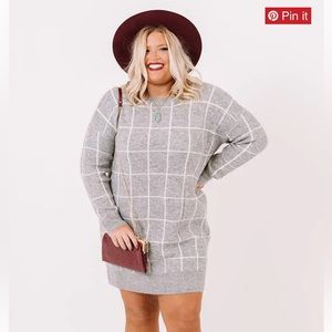 Impressions Boutique - sweater Dress in Grey & White - Size XL - NEVER WORN